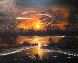 Bob Ross Nächtliche Silhouette